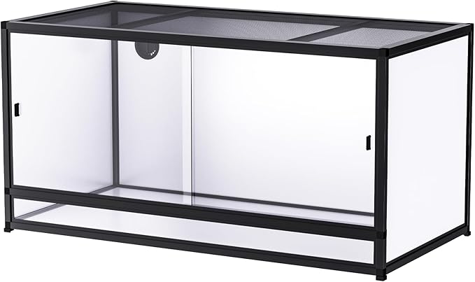 120 Gallon PVC Reptile Enclosure 48"x24"x24" – Large Reptile Tank with Front Sliding Glass Doors & Lock, for Bearded Dragon, Ball Python, Snake