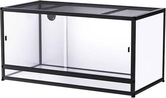 120 Gallon PVC Reptile Enclosure 48"x24"x24" – Large Reptile Tank with Front Sliding Glass Doors & Lock, for Bearded Dragon, Ball Python, Snake