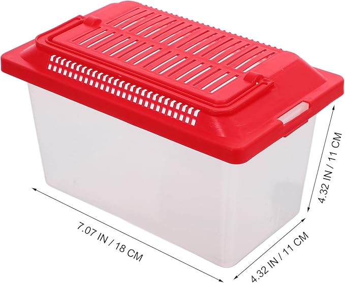 Toddmomy Portable Fish Tank 7.08X4.33X4.33 Inch Handheld Aquarium Transparent Turtle Box Compact Plastic Pet Hamster Carrier for Travel and Home Use