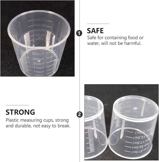 WOONEKY 100Pcs Measuring Cups for Reptile Feeding Durable Portion Cups with Scale Multi Functional Food and Water Dishes for Lizards Snakes and Pets