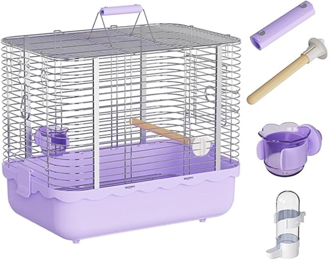 Bird Carrier Travel Cage Parakeet, Portable Outdoor Bird Cage Indoor Bird Aviary for Parrots, Canaries, Lovebirds, Quakers(Large(Purple))