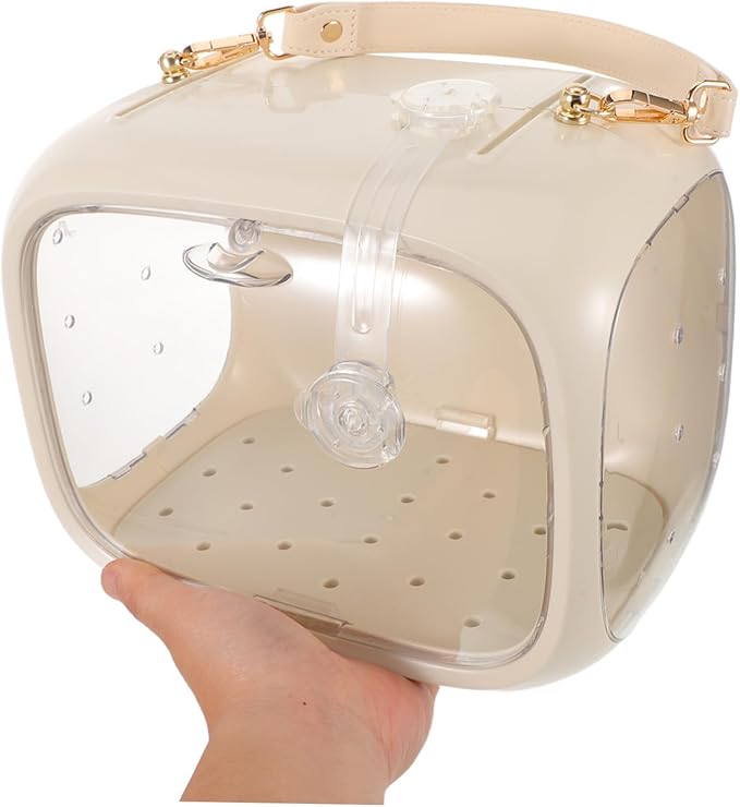Generic Transparent Parakeet Travel Cage Portable Bird Carrier for Parrots Lovebirds Cockatiels with Easy-Clean Surface and Airflow for Outdoor Use and Vet Visits