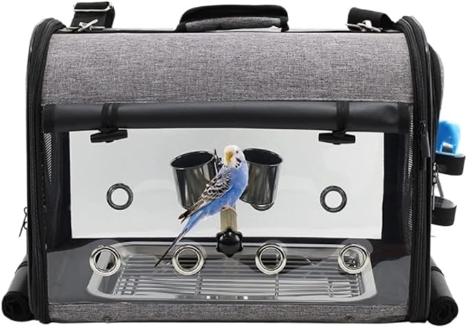 Birdcage Premium Small Pet Bird Carrier Cage Portable Travel Cage for Parakeets Lovebirds Finch and Canaries Bird Supplies (Grey-18 cm*12 cm*11 cm)