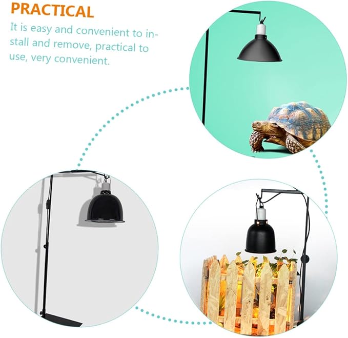 Happyyami Adjustable Reptile Lamp Stand Metal Lamp Rack for Fluorescent Heat Lights Safe Easy Setup for Pet Enclosures