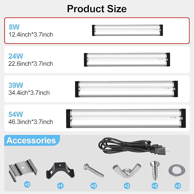 LUCKY HERP T5 Reptile Light Fixture Combo Kit 8W (New Upgrade), 10.0 UVB Light for Reptiles and Amphibians, UVA UVB Basking Light Desert Lamp for Lizard, Bearded Dragon, Tortoise 12inch
