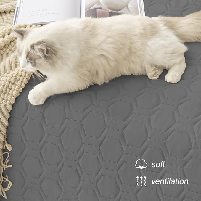 Tcksstex Waterproof and Non-Slip Dog Bed Cover and Pet Blanket Sofa Pet Bed Mat ，car Incontinence Mattress Protectors Furniture Couch Cover for Most Cats Dogs,Pets（52x82-Dark Grey）