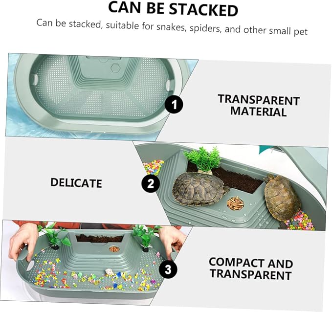 Turtle Tank Terrarium with Basking Platform 20-Gallon Reptile Aquarium for Turtles and Aquatic Pets Sturdy Non-Toxic Materials Easy to Clean