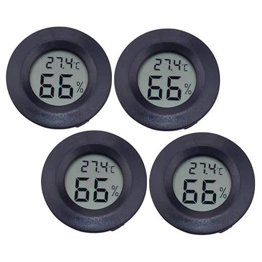 Sosoport 4pc Digital Hygrometer Thermometer for Terrarium Reptile Humidity Gauge Temperature Display Portable Acrylic Reptile Pet Box Humidity