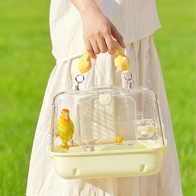 Acrylic Bird Travel Backpack, Lightweight Avian Carry Bag, Breathable Pet Carrier with Mesh Panels, Comfortable Shoulder Transport with Secure Zipper, Modern Clear Design for Stylish Shape