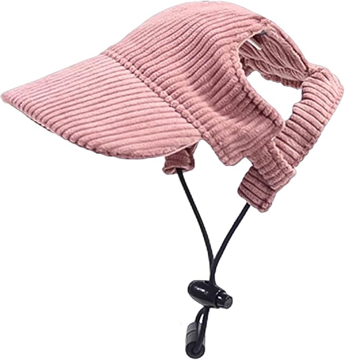 Dog Baseball Cap, Dog Cat Summer Beach Visor Hat with Ear Holes, Adjustable Puppy Sunbonnet Headdress (Pink, X-Small)