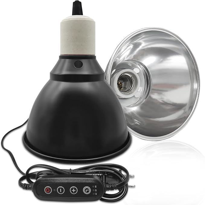 5.5 Inch Deep Dome Reptile Lamp Bulb Fixture with 3 Kinds Switch - Ideal for 50W/75W/100W/150W Heat Lamp Bulbs, E26 Compatible with UVA/UVB/Basking Heat Bulbs, Supports Up to 150 watts