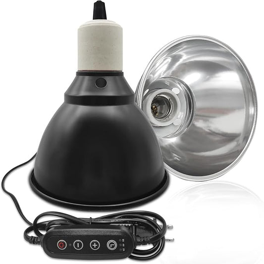 5.5 Inch Deep Dome Reptile Lamp Bulb Fixture with 3 Kinds Switch - Ideal for 50W/75W/100W/150W Heat Lamp Bulbs, E26 Compatible with UVA/UVB/Basking Heat Bulbs, Supports Up to 150 watts