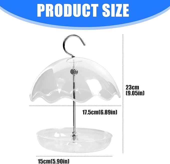 Bird Feeder with Metal Hanging Hook Windproof Waterer for Backyard Patios Balcony and Garden Edit Supplier
