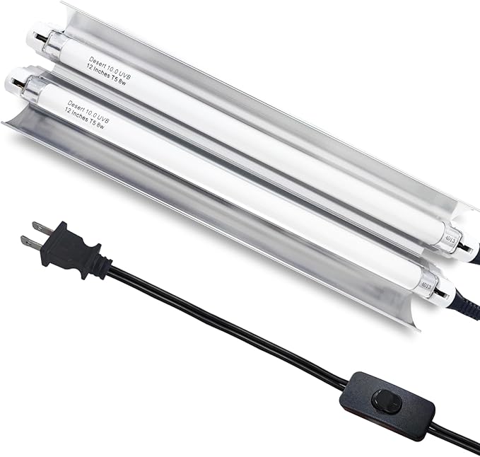 Celiwace T5 Reptile Light Fixture Combo Kit 16 Watts, 12 Inches UVB Light 2x8 Watt, T5 10.0 UVB Reptile Light Fixture, Desert Reptile Light for Lizard, Bearded Dragon, Tortoise