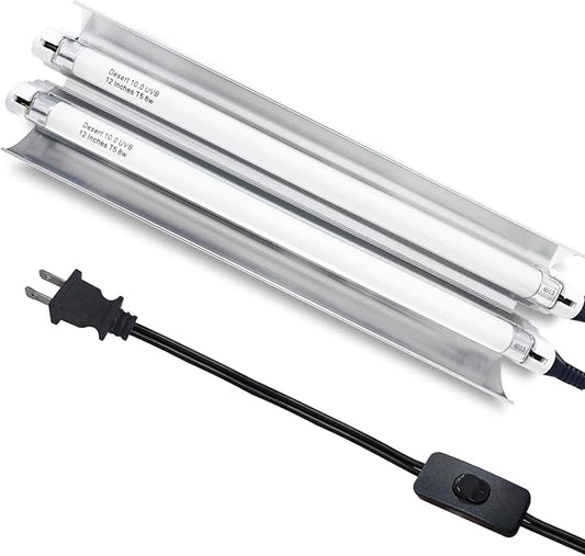 Celiwace T5 Reptile Light Fixture Combo Kit 16 Watts, 12 Inches UVB Light 2x8 Watt, T5 10.0 UVB Reptile Light Fixture, Desert Reptile Light for Lizard, Bearded Dragon, Tortoise