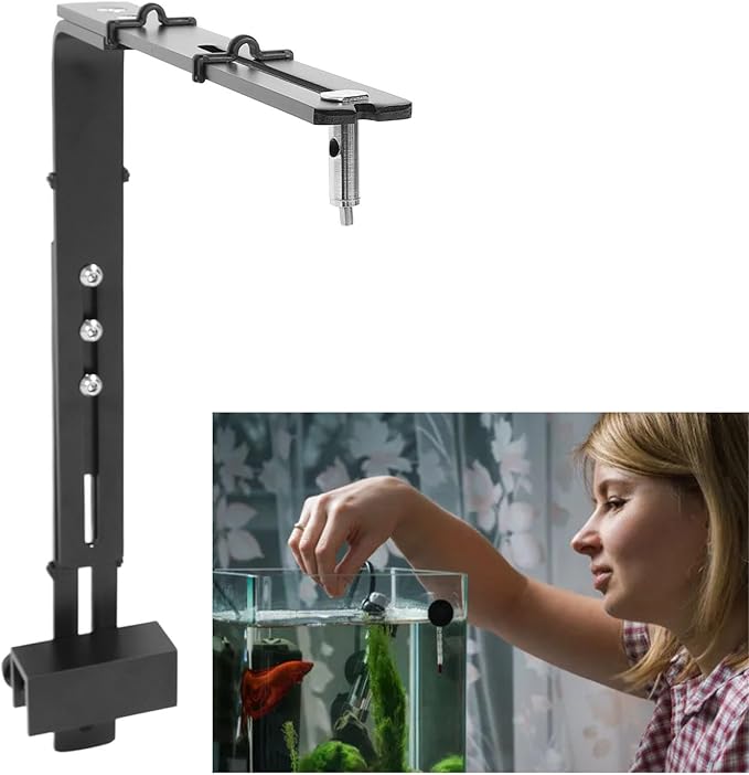 Asixxsix Fish Drop Light Mount, Adjustable Metal Light Holder, Lamp Holder Fishtank Light Stand Aquarium Light Riser Lamp Bracket for Reptile Glass Terrarium Full Spectrum Drop Light