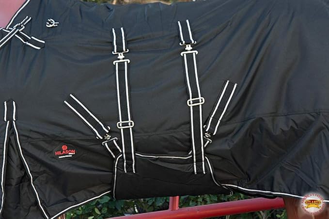 Black 81 in HILASON 1200D Winter Waterproof Poly Horse Turnout Blanket Belly Wrap