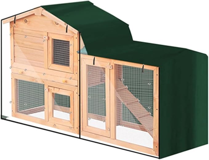 Triangle Rabbit Hutch Cover, Waterproof 210D Oxford Fabric With Adjustable Hem And Zipper, Clear Front For Indoor Outdoor Rabbit Or Guinea Pig Hutch, Green(green 147x52x86cm)