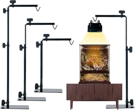 Reptile Lamp Stand, Adjustable 15.5-35 Inch Floor Light Holder for Heat Lamp & Dome, Metal Bracket for Terrarium Lighting & Heating.