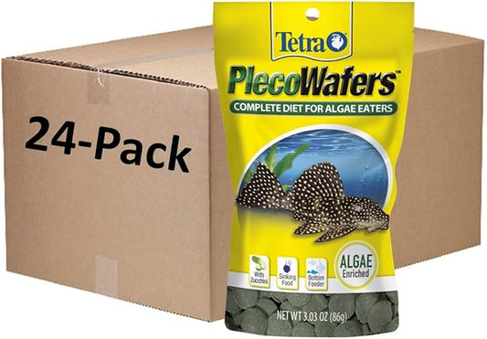 Tetra PlecoWafers Nutritionally Balanced Fish Food For Algae Eaters, 3.03 OZ (Pack of 24)