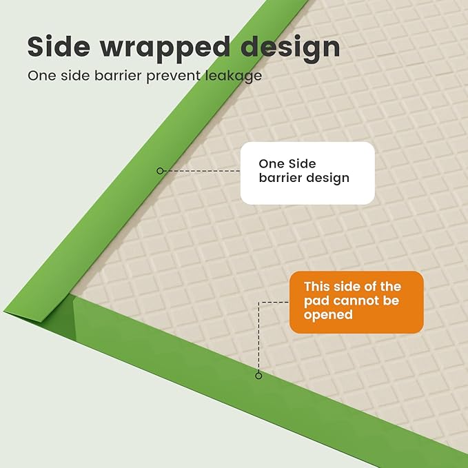 Gardner Pet Dog Pee Pads Extra Large 28"x34", XL Thicker ECO Green Disposable Puppy Training Pads Super Absorbent Full Edge-Wrapping Pad for Dogs, Puppies, Cats, Rabbits (90 Count)