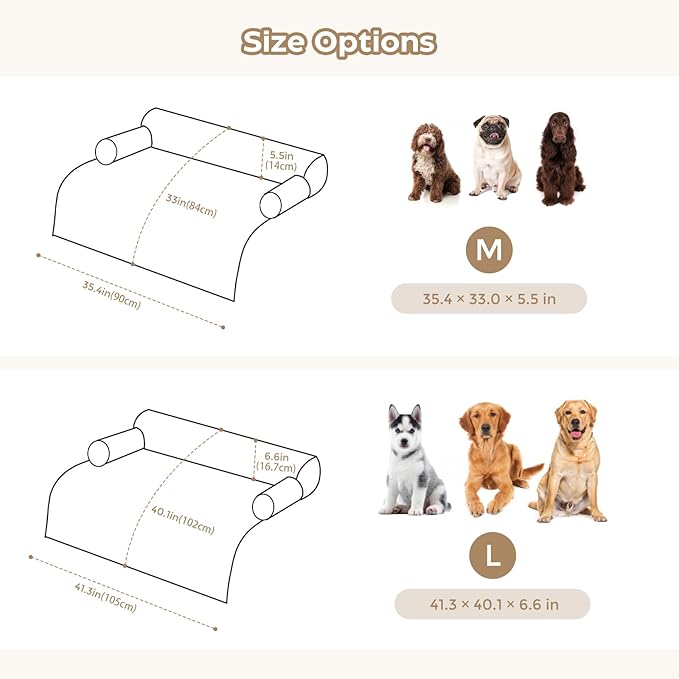 Avont Dog Bed Mat for Couch, Warm Fluffy Calming Sofa Topper Furniture Protector for Small Medium Large Dogs Cats with Removable Washable Cover -Brown(M)
