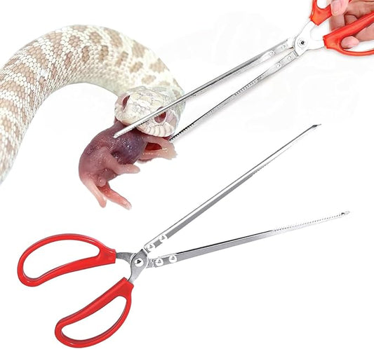 15 Inch Snake Feeding Tongs, Reptile Feeding Tongs,Snake Grabber Tool Stick Reptile Tongs for Lizard Reptiles,Snakes,Tank Accessories Terrarium Supplies (Straight Head)