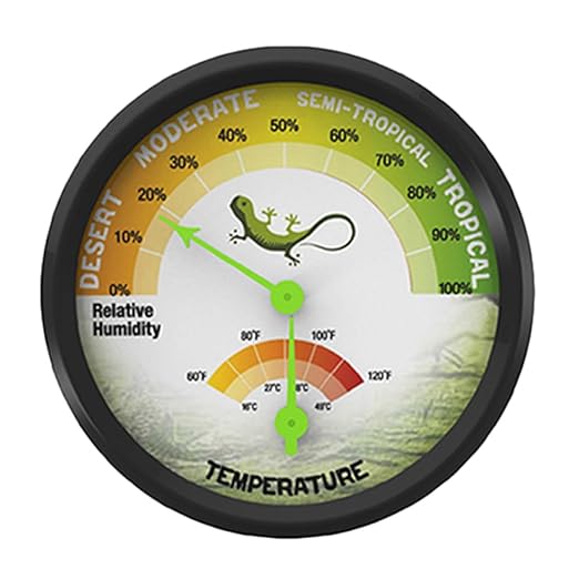 Abaodam Reptile Tank Thermometer Hygrometer Mini Mechanical Temperature Meter High-Precision Dial Gauge Battery-Free for Terrarium Pet Rearing