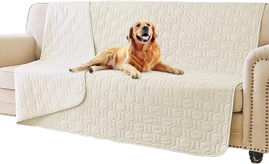 Tcksstex Waterproof and Anti-Slip Dog Bed Cover and Pet Blanket Sofa Pet Bed Mat ，car Incontinence Mattress Protectors Furniture Couch Cover for Most Cats Dogs, Pets（52x82-Ivory）