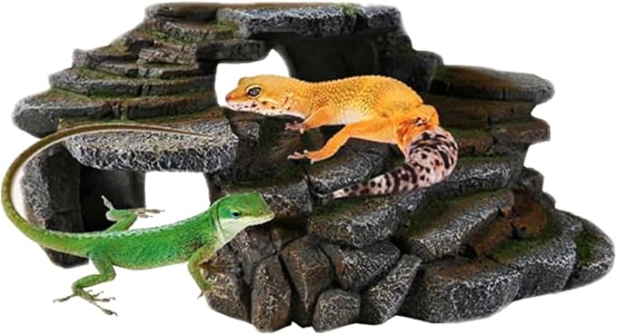 PENN-PLAX (REP183) Reptology Shale Scape Step Ledge & Cave Hideout – Decorative Resin for Aquariums & Terrariums, Great for Reptiles, Amphibians, and Fish, Large (Pack of 6)