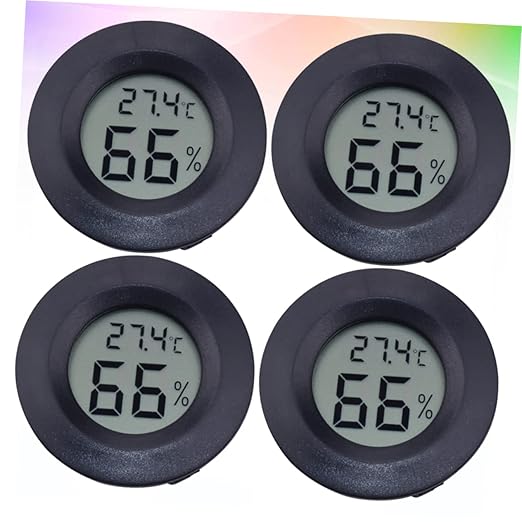Mikikit 12pcs Portable Acrylic Reptile Pet Humidity Digital Temperature Humidity Gauge Easy Install for Home