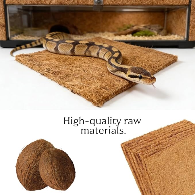 Laoha 10-Pack Reptile Carpet Liners, 12 x 12 Inch Natural Coconut Fiber Mats for Reptile Tanks, Terrariums?€? Substrate Bedding for Bearded Dragons, Tortoises, Lizards, Snakes, Turtles & Leopard Geckos