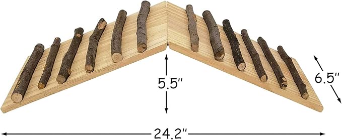 kathson Rabbits Wood Bridge Guinea Pig Climbing Ladder Natural Ramp Ladder Rat Toy Cage Habitat Accessories for Bunny Hamsters Gerbils Mice Mouse Chinchilla Hedgehog Small Animal