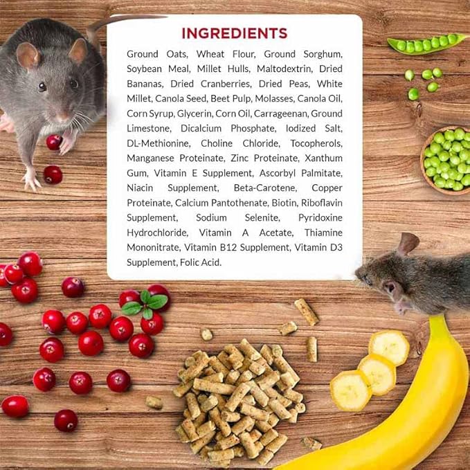 LAFEBER'S Rascally Rat Nutri-Berries, Made with Non-GMO and Human-Grade Ingredients, for Rats (10 oz Pack of 2)