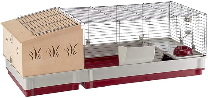 Ferplast Krolik Extra-Large Rabbit Cage w/ Wood Hutch Extension Rabbit Cage Includes All Accessories and Measures 55.9L x 23.62W x 19.68H and Includes ALL Accessories