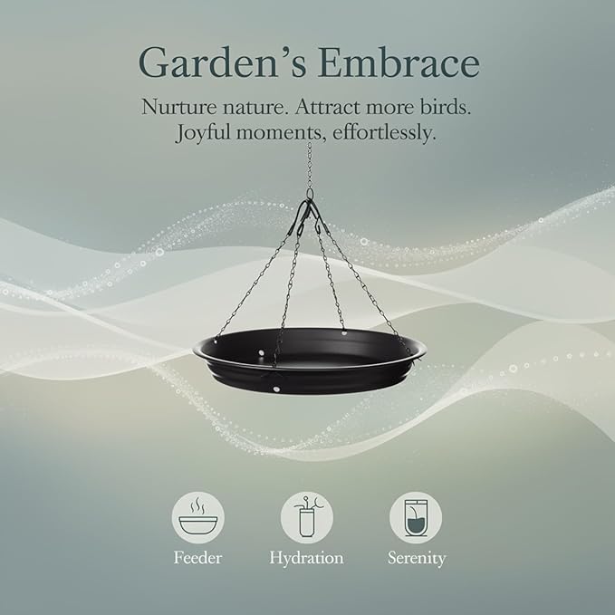 Generic 2 Pcs Bird Feeder and Bath Combo, 12.8 in Outdoor Hanging Tray, Large Capacity, Easy to Clean