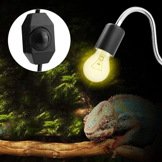 GLOGLOW Reptile Lamp Holder, Rotating Reptile Lamp Holder 360 Degrees Rotating Temperature Tortoise Lizard Fish Lamps Base for Reptile