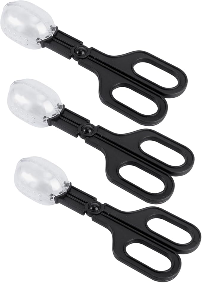 Mipcase 3pcs Reptile Feeding Clip for Crickets Locusts Plastic Scissors Handle Easy to Use