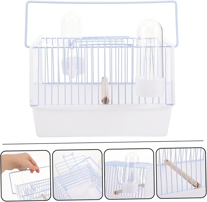 1set Portable Metal Bird Carrier Cage Lightweight Parrot Travel Cage for Birds for Outings and Travel Durable and Easy to Carry Includes Handle for Convenience