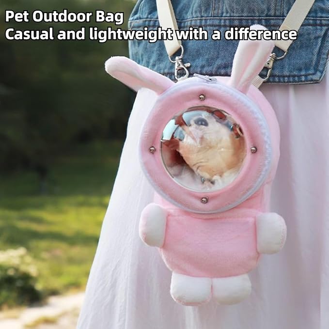 Sugar Glider Bonding Pouch Bonding Pouch Carry for Rat Syrian Hamster Hedgehog Small Pocket Pets, Gerbil Travel Bag Cute Bunny-Shaped Outing Bag with Large Transparent Window (Dark Grey,Large)