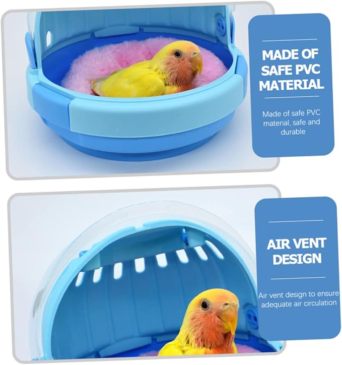 Portable Parrot Carrier Lightweight Travel Cage for Small Birds Handheld Design Blue Cozy Nest for Safety and Comfort During Outings