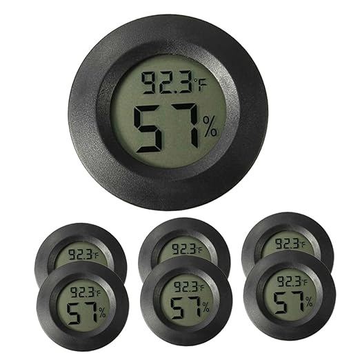 Outanaya 7Pcs Mini Digital Humidity Gauge Monitor for Reptile Terrarium and Greenhouse Accurate and Humidity Measurement Compact Durable Design
