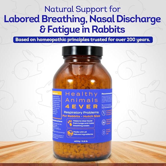 HealthyAnimals4Ever HA4E - Rabbit Respiratory Treatment - Support for Snuffles, URI & Breathing Relief - Preventive Care - Natural Homeopathic Tablets - Pellets, Hutch Size (Extra Large)