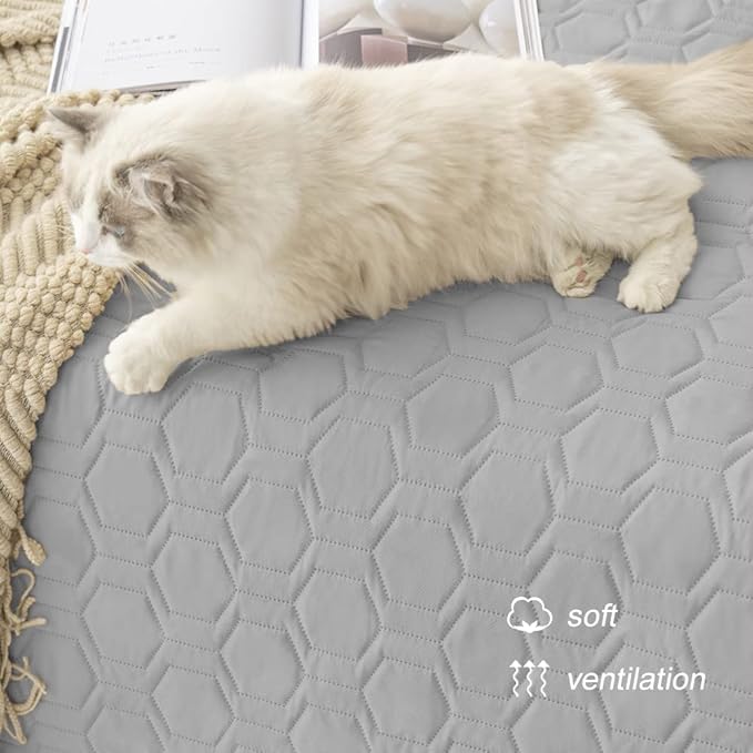 Tcksstex Waterproof and Anti-Slip Dog Bed Cover and Pet Blanket Sofa Pet Bed Mat ，car Incontinence Mattress Protectors Furniture Couch Cover for Most Cats Dogs, Pets（82x82- Light Grey）