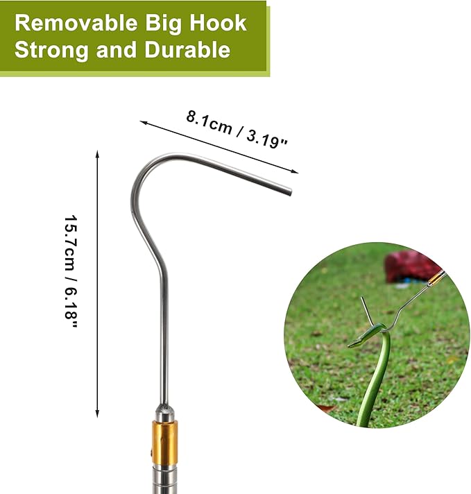 52" Snake Hook, Retractable Snake Catcher, Snake Stick, Snake Grabber Tool, Reaching Tool for Rattlesnakes Python Copperhead Removal Catching, Black
