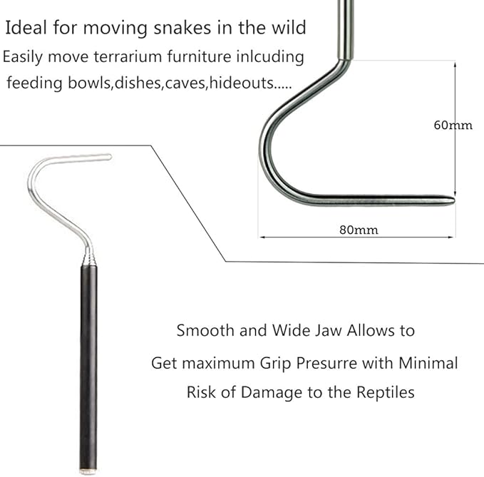 ayamaya Collapsible Snake Hook Extend to 39.3 inch, Telescoping Pocket Stainless Steel Snake Shaft Retractable Reptile Hook Soft Grip Field Hook for Catching Handling Grabber Separate Small Pet Snake