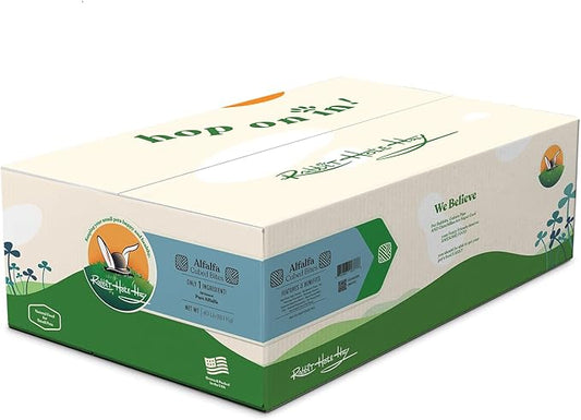 Rabbit Hole Hay - All Natural Alfalfa Hay Cubes for Small Pets - 40 lb Box - Bulk Compressed Feed