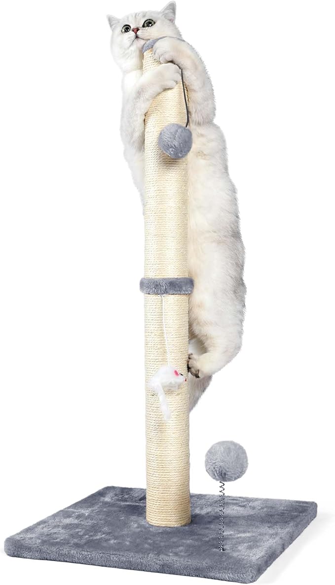 ANWA 32" Tall Sisal Cat Scratching Posts Tree for Indoor Cats Adults, Gray by ANWA