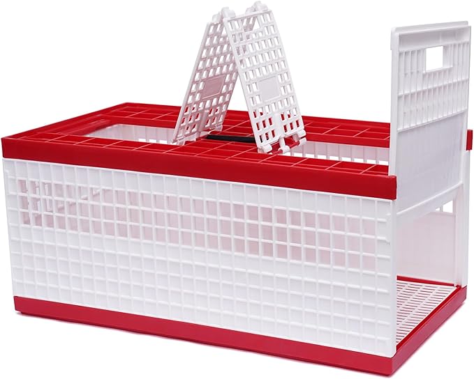 Plastic Foldable Pigeon Cage with Handle, Portable Bird Travel Carrier Cage, Pairing Cages, Pigeon Nest Box w/2 Top Department, Easy to Clean for Training and Release Competition (24"x12"x10")