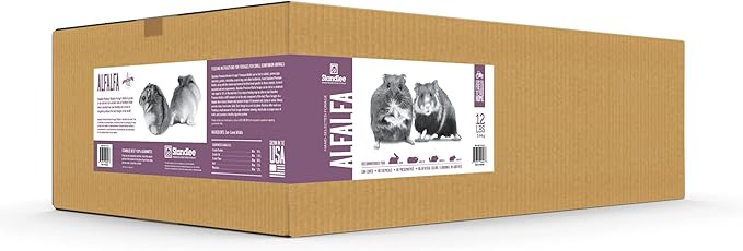 Standlee Western Alfalfa Hay Small Animal Food for Rabbits, Guinea Pigs, and Chinchillas, 12 lb. Box